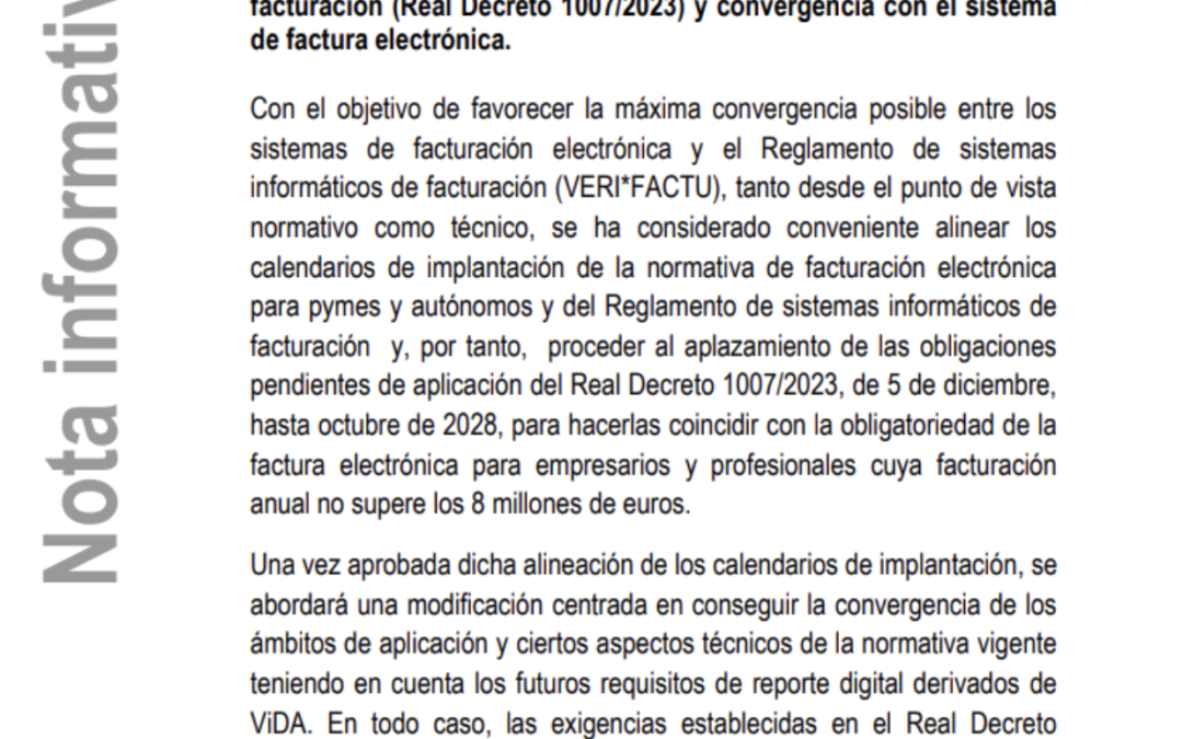 Aplazamiento VeriFactu 2028