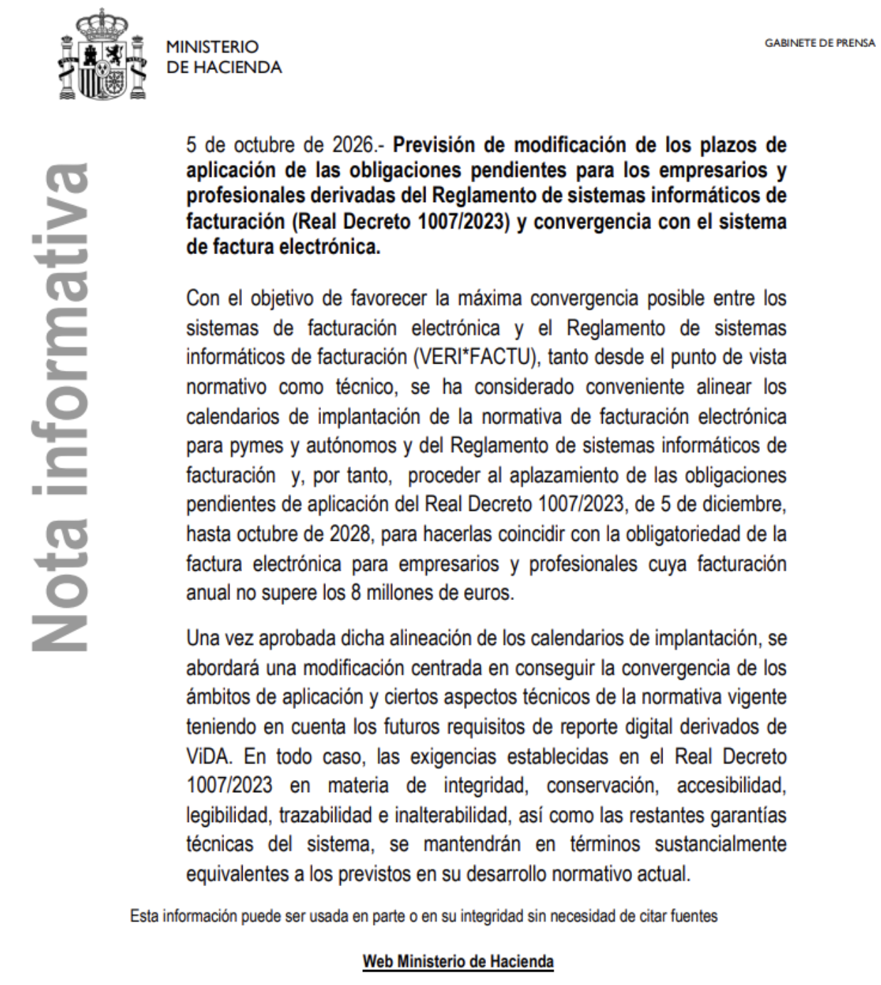 Aplazamiento VeriFactu 2028